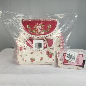 HOT TOPIC Strawberry Shortcake Gingham Mini Backpack & Wallet Set New SEALED